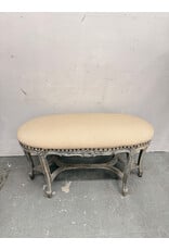 Studded Upholstered French Country Style Bench