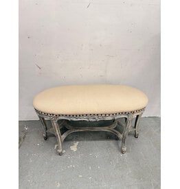 Studded Upholstered French Country Style Bench