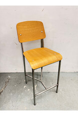 Oak and Gunmetal Counter Stool