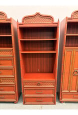 Faux Bamboo Red Finish Wardrobe (Pieces Priced Individually)