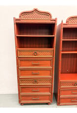 Faux Bamboo Red Finish Wardrobe (Pieces Priced Individually)