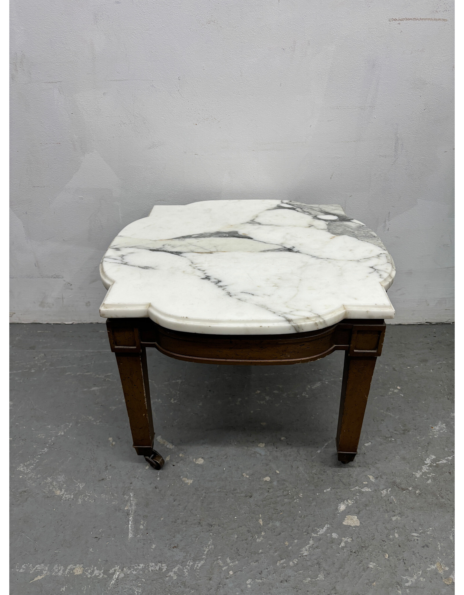 Antique Victorian Rolling Italian Marble Side Table