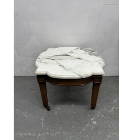 Antique Victorian Rolling Italian Marble Side Table