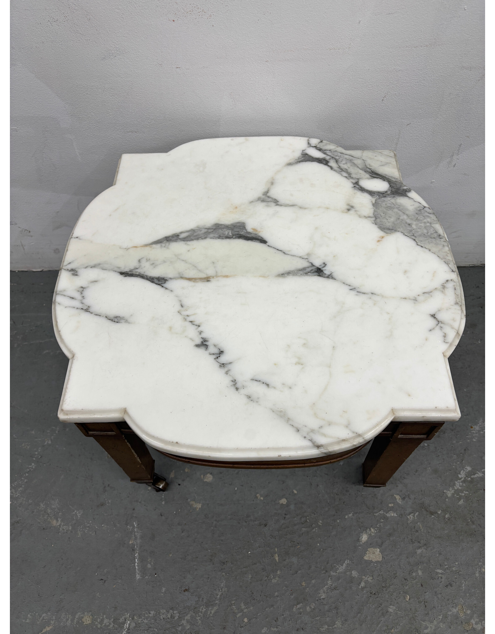 Antique Victorian Rolling Italian Marble Side Table