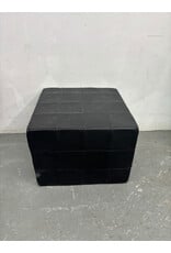 Danish Patchwork Black Leather Ottoman