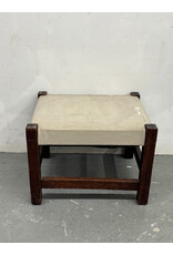 Mission Arts & Crafts Footstool with Light Gray Leather