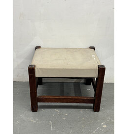 Mission Arts & Crafts Footstool with Light Gray Leather