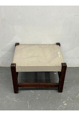 Mission Arts & Crafts Footstool with Light Gray Leather