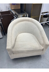 Fuzzy Swivel Barrel Accent Chair
