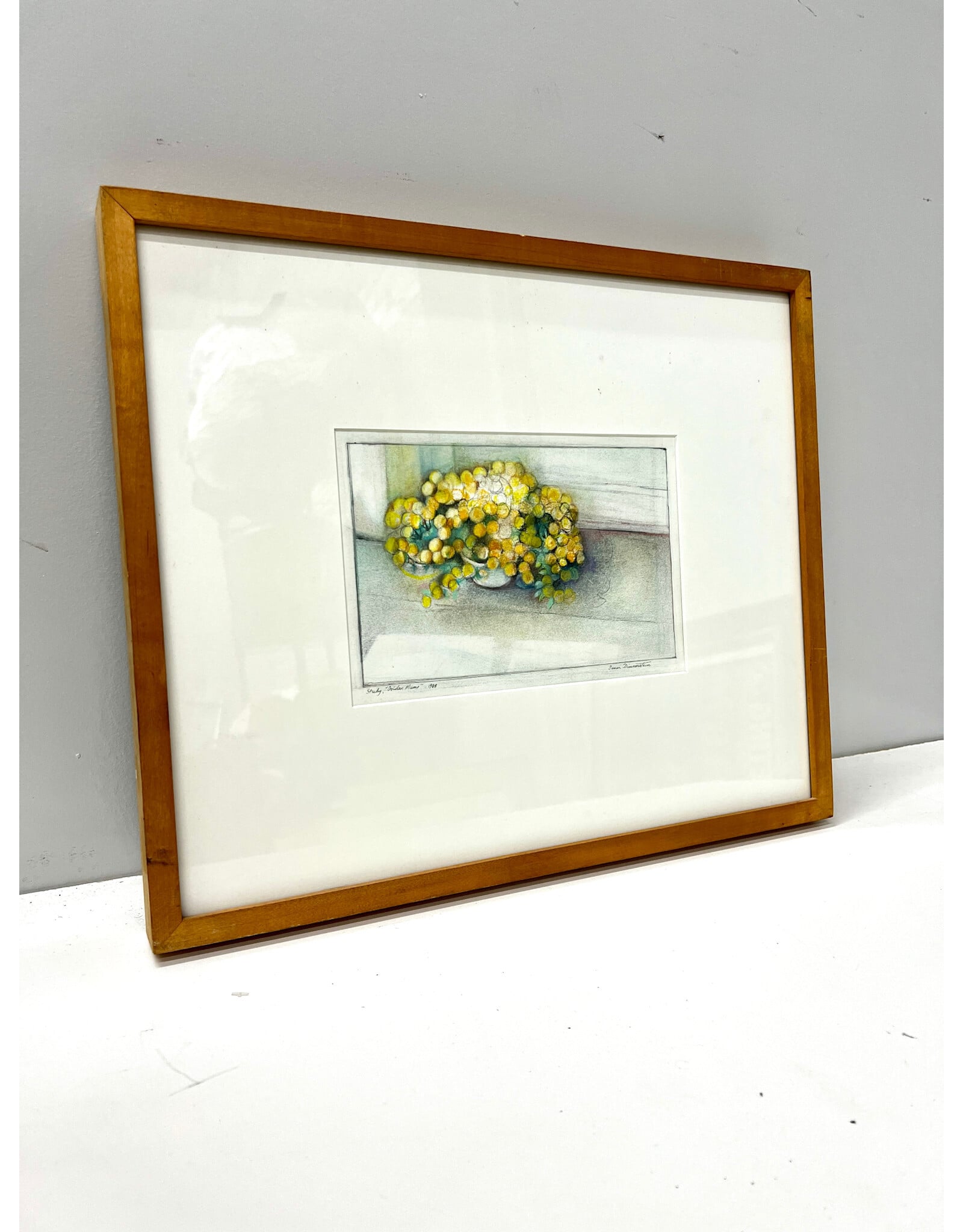 Study, Golden Mums, sgnd Simon D, framed print