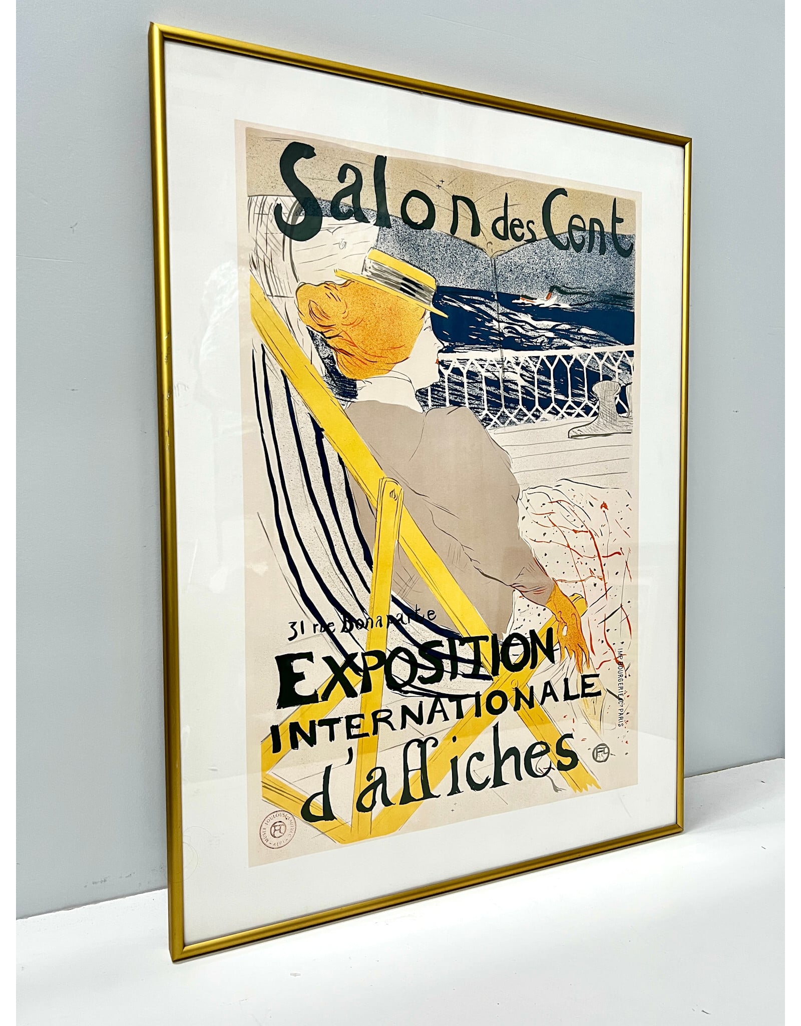 Salon des Cent by Henri de Toulouse Latrec, framed poster