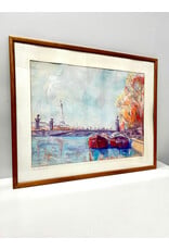 Pont Alexandre III, framed pastel drawing, sgnd l.l. 1984
