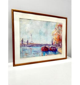 Pont Alexandre III, framed pastel drawing, sgnd l.l. 1984