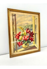 Cyclamen Persicum in a Window by SJ Bende, framed vintage print