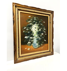White Daisies, framed oil on canvas, sgnd Nancy Lee