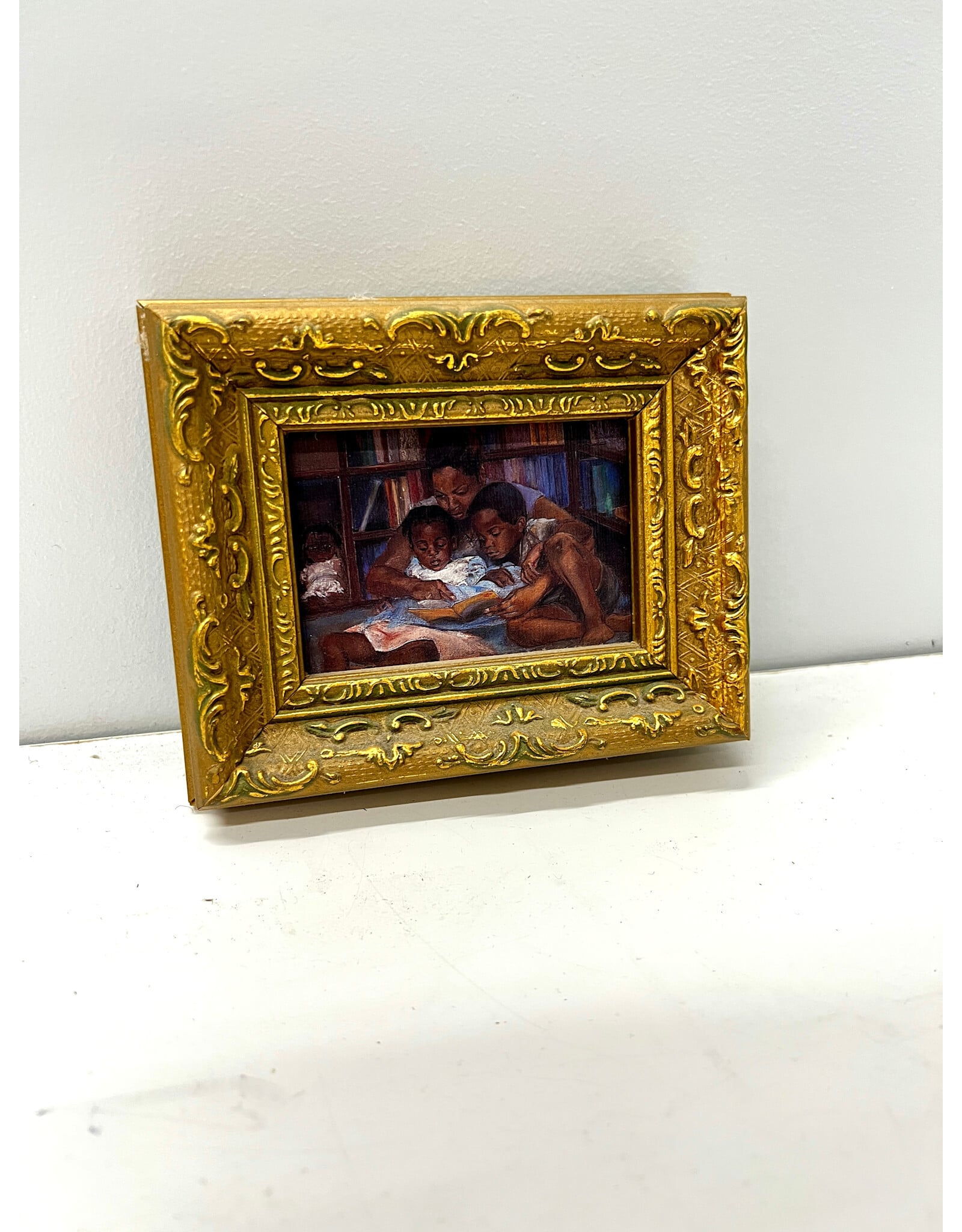 The Reading by Sharon Wilson, framed miniature print on canvas