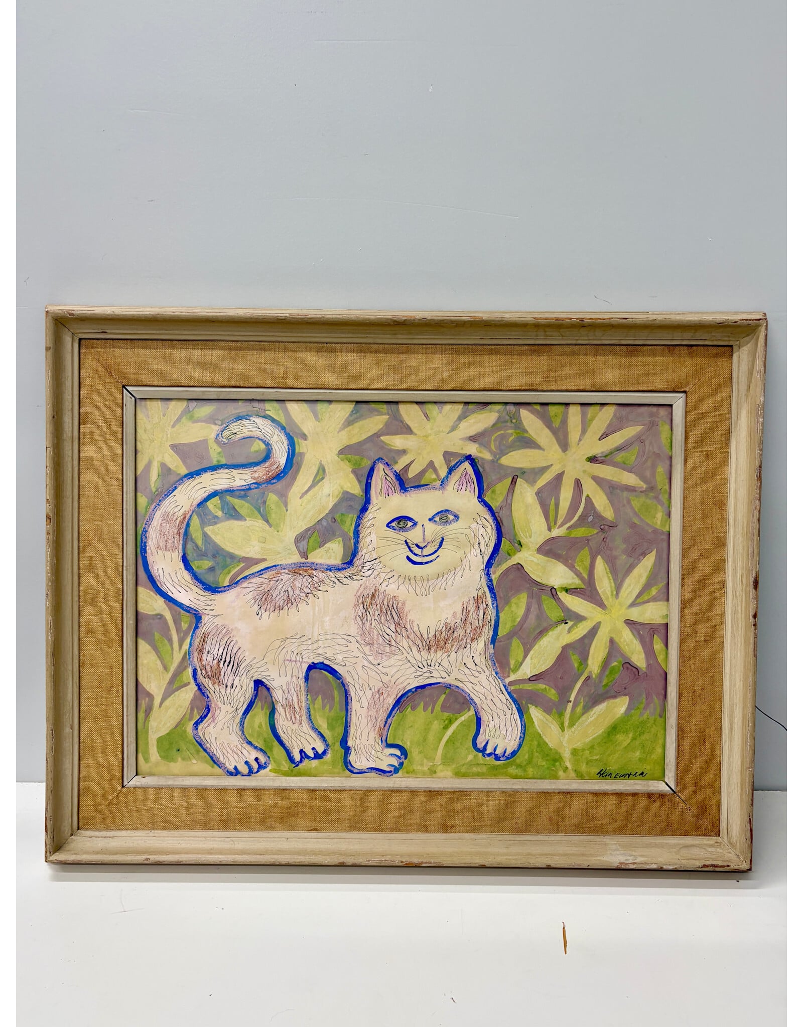 A Cat Full of Whimsy, watercolor on paper, sgnd H.E.