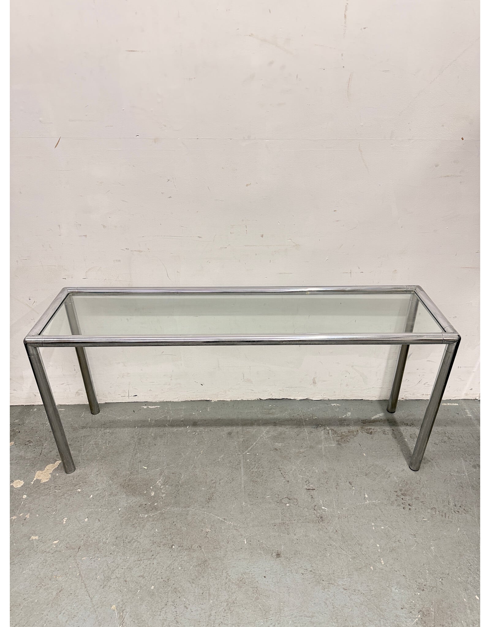 Chrome and Glass Console Table