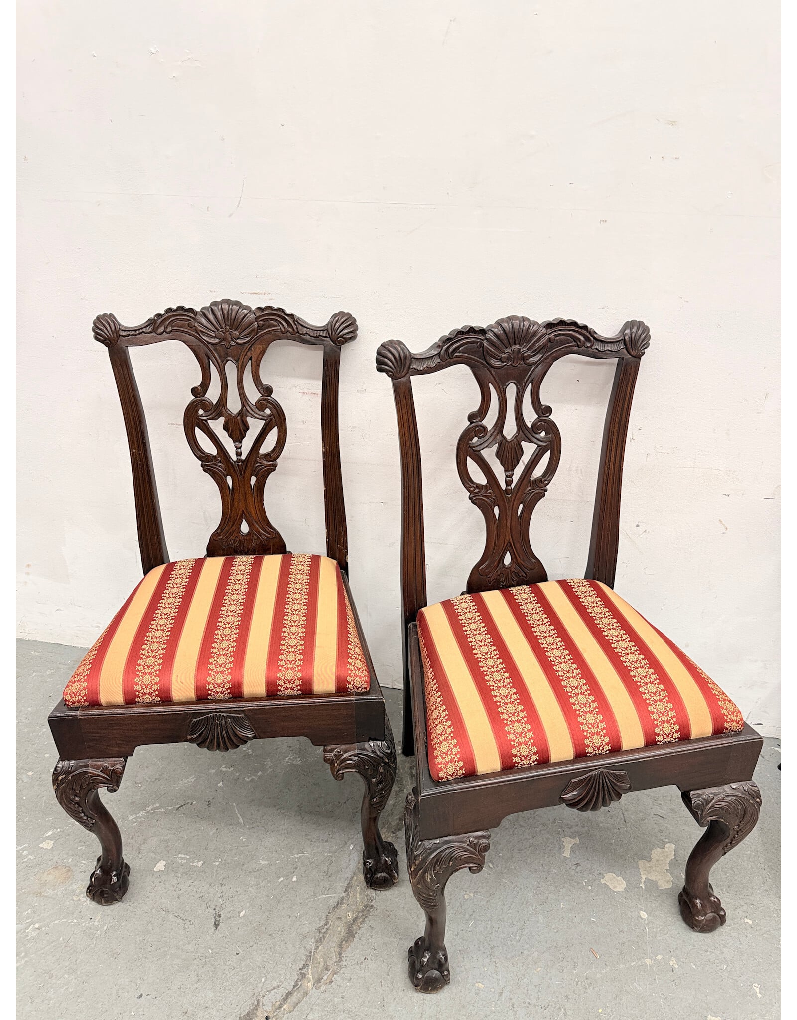 Chippendale Revival Mahogany Striped Dining Chair