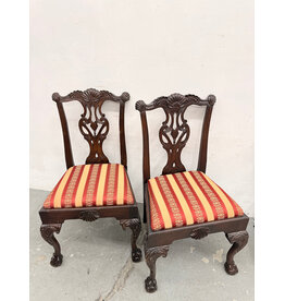 Chippendale Revival Mahogany Striped Dining Chair