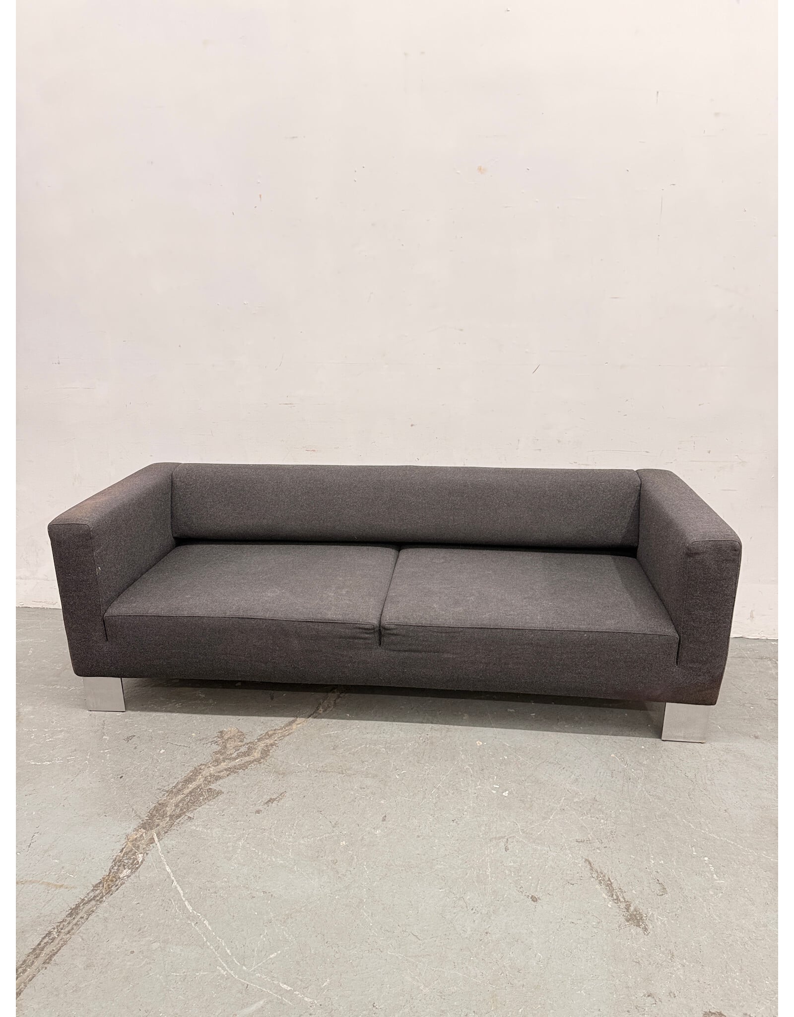 Green Cutout Sofa in Upholstered Charcoal Gray