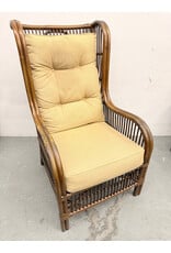 Vintage Boho Bamboo Wingback Lounge Chair