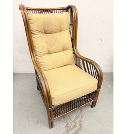 Vintage Boho Bamboo Wingback Lounge Chair