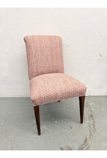 Geometric Upholstered Dining Chair with Walnut Legs