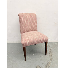 Geometric Upholstered Dining Chair with Walnut Legs