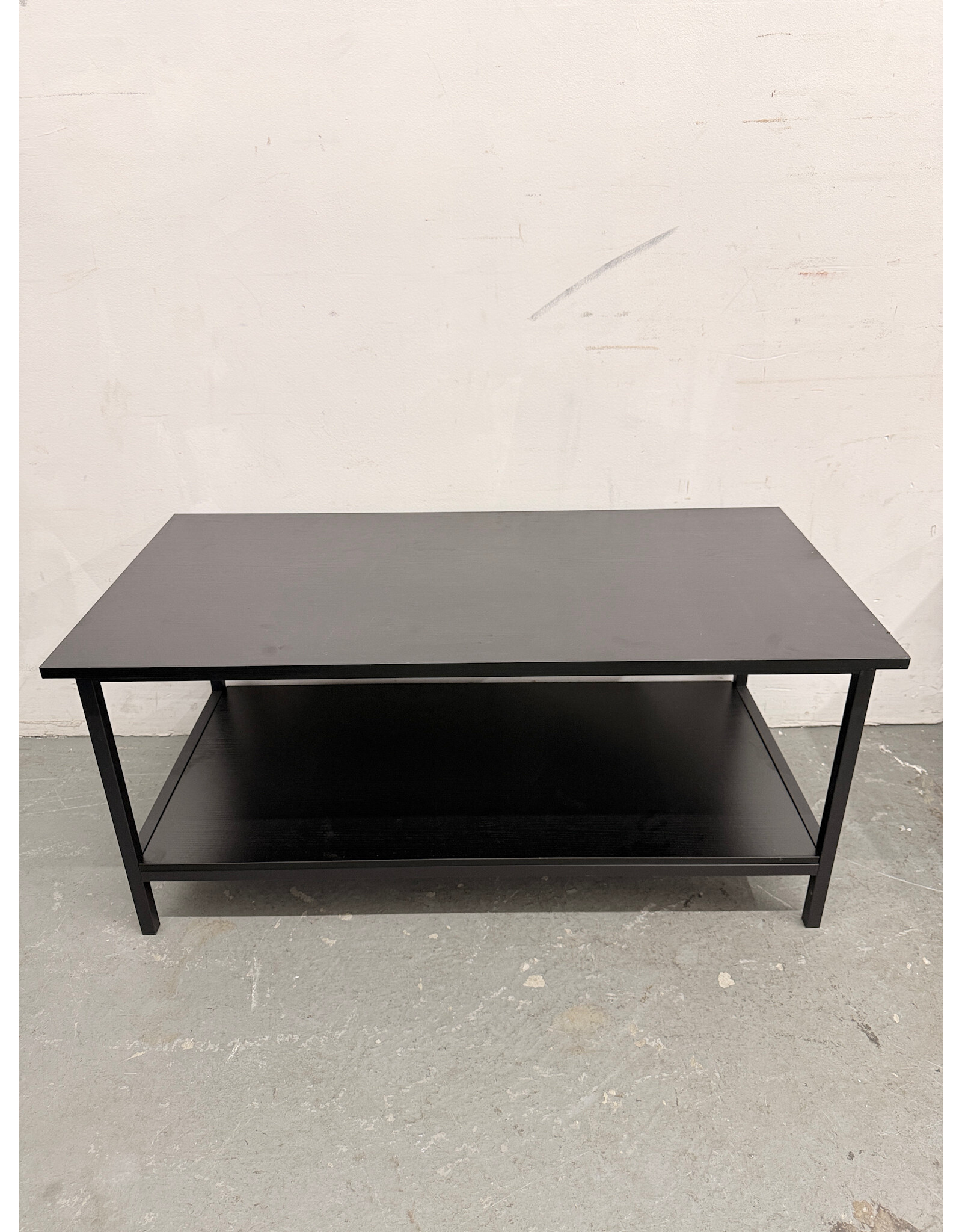 Low Black Coffee Table with Shelf Storage