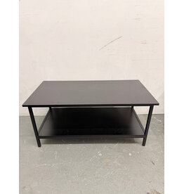 Low Black Coffee Table with Shelf Storage