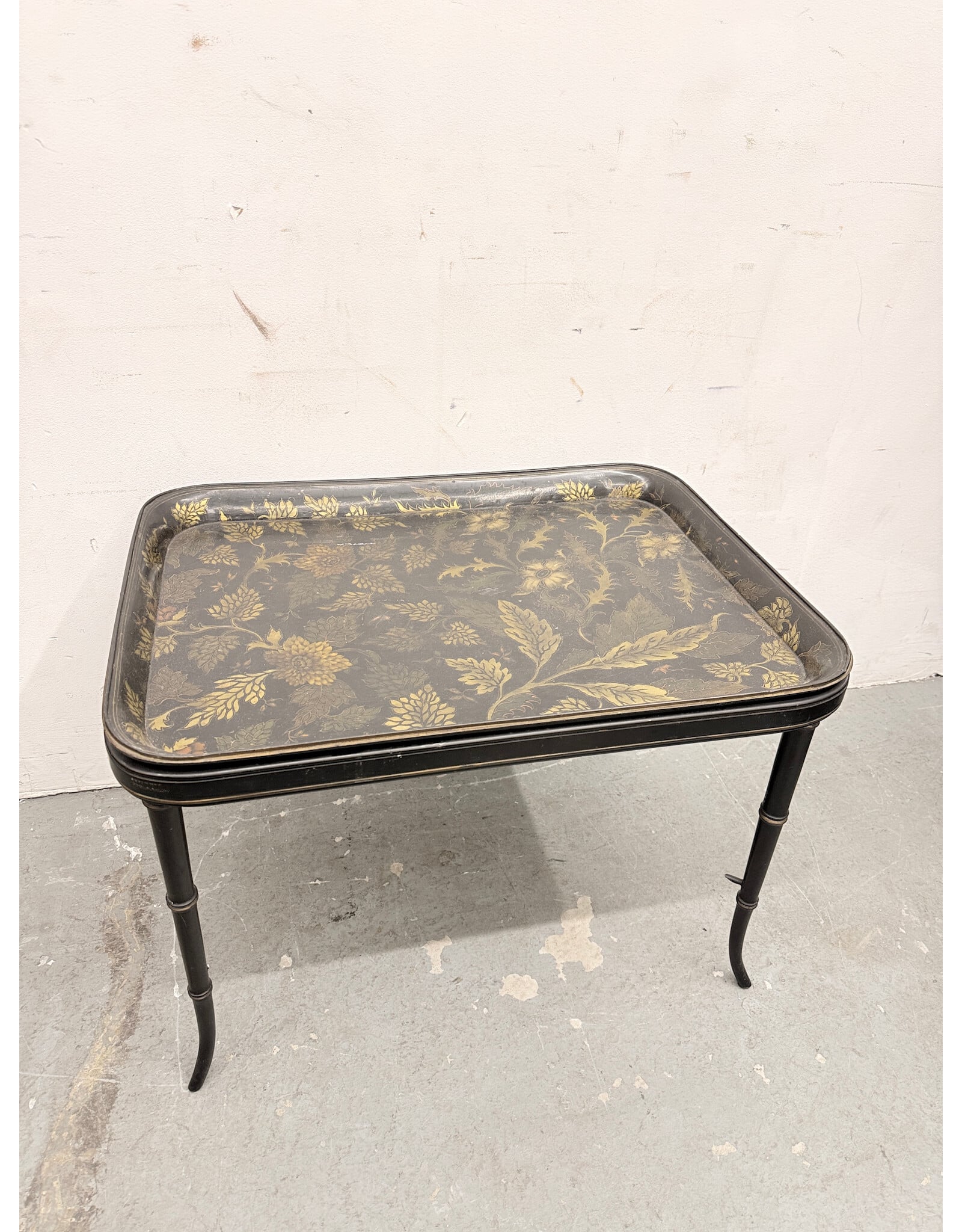 Vintage Regency-Style Tray Table w a Papier-Mâché Top