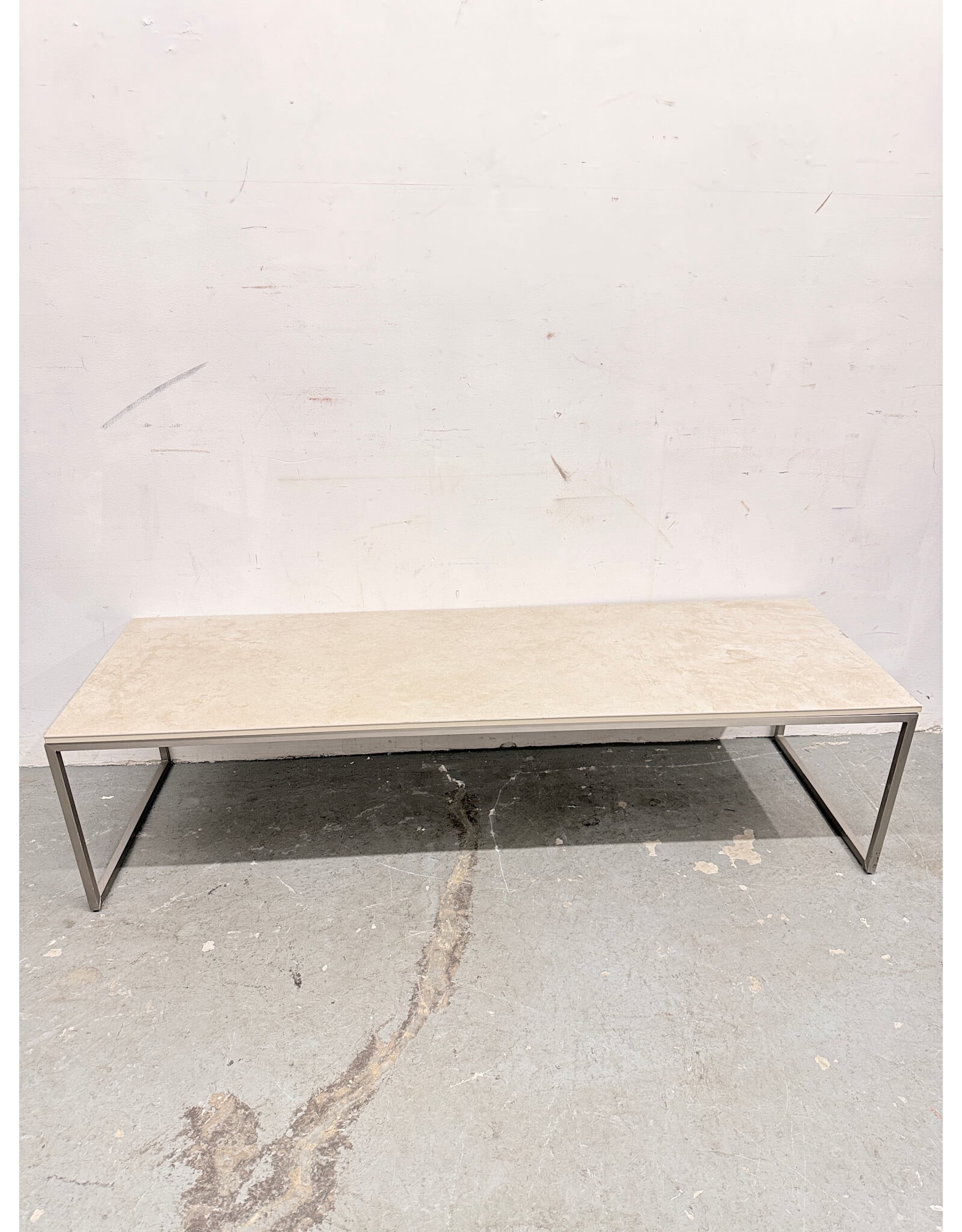 Travertine and Chrome Coffee Table
