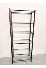 Glass and Faux Bamboo Etagere