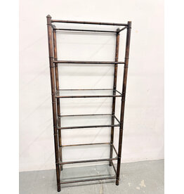 Glass and Faux Bamboo Etagere