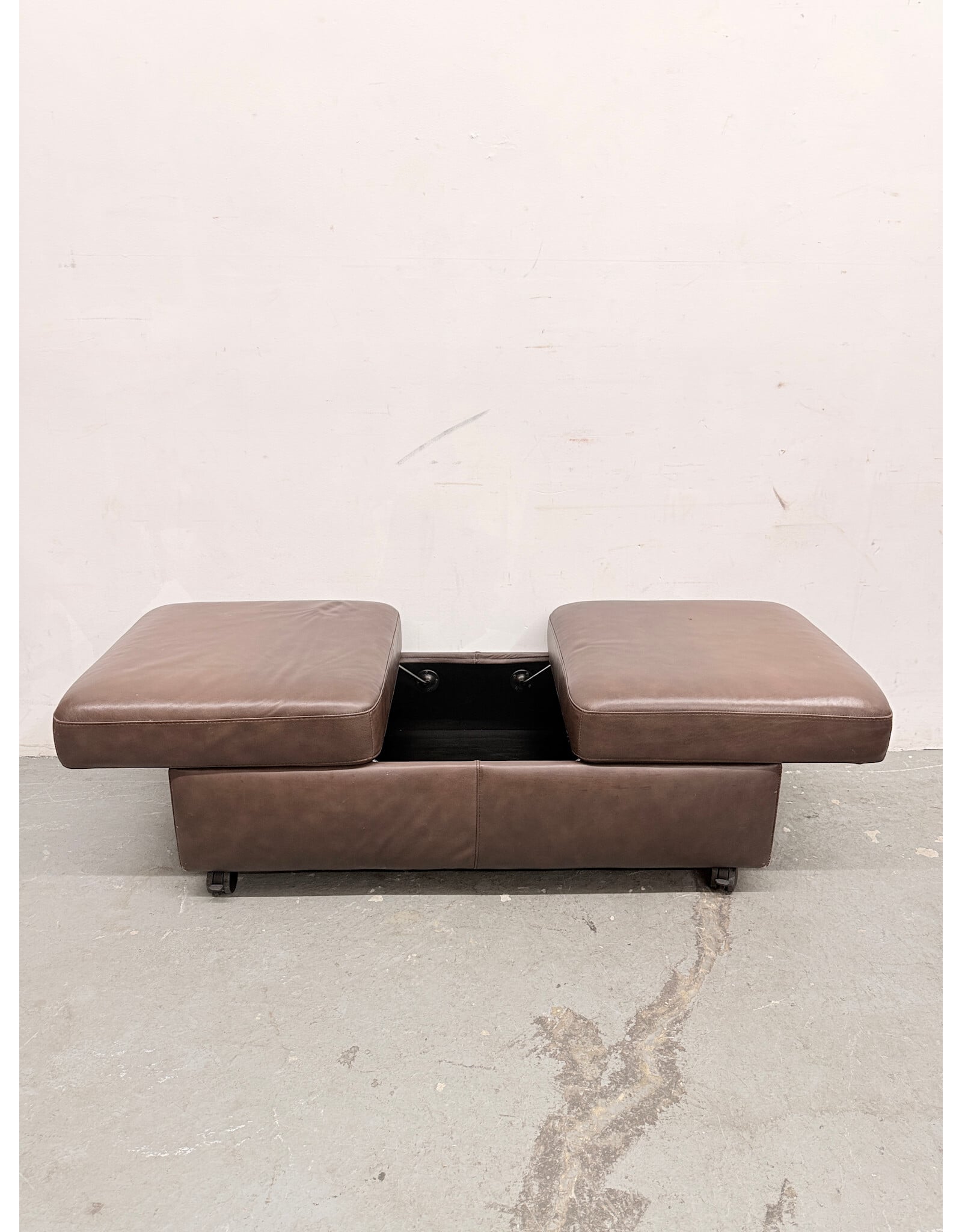 Brown Leather Double Ottoman
