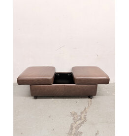 Brown Leather Double Ottoman