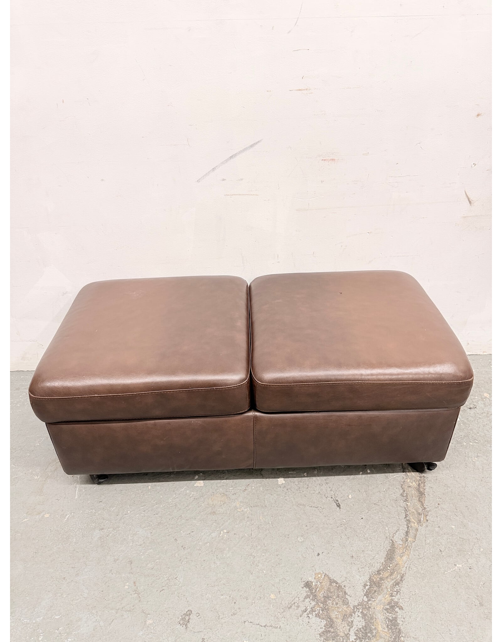 Brown Leather Double Ottoman