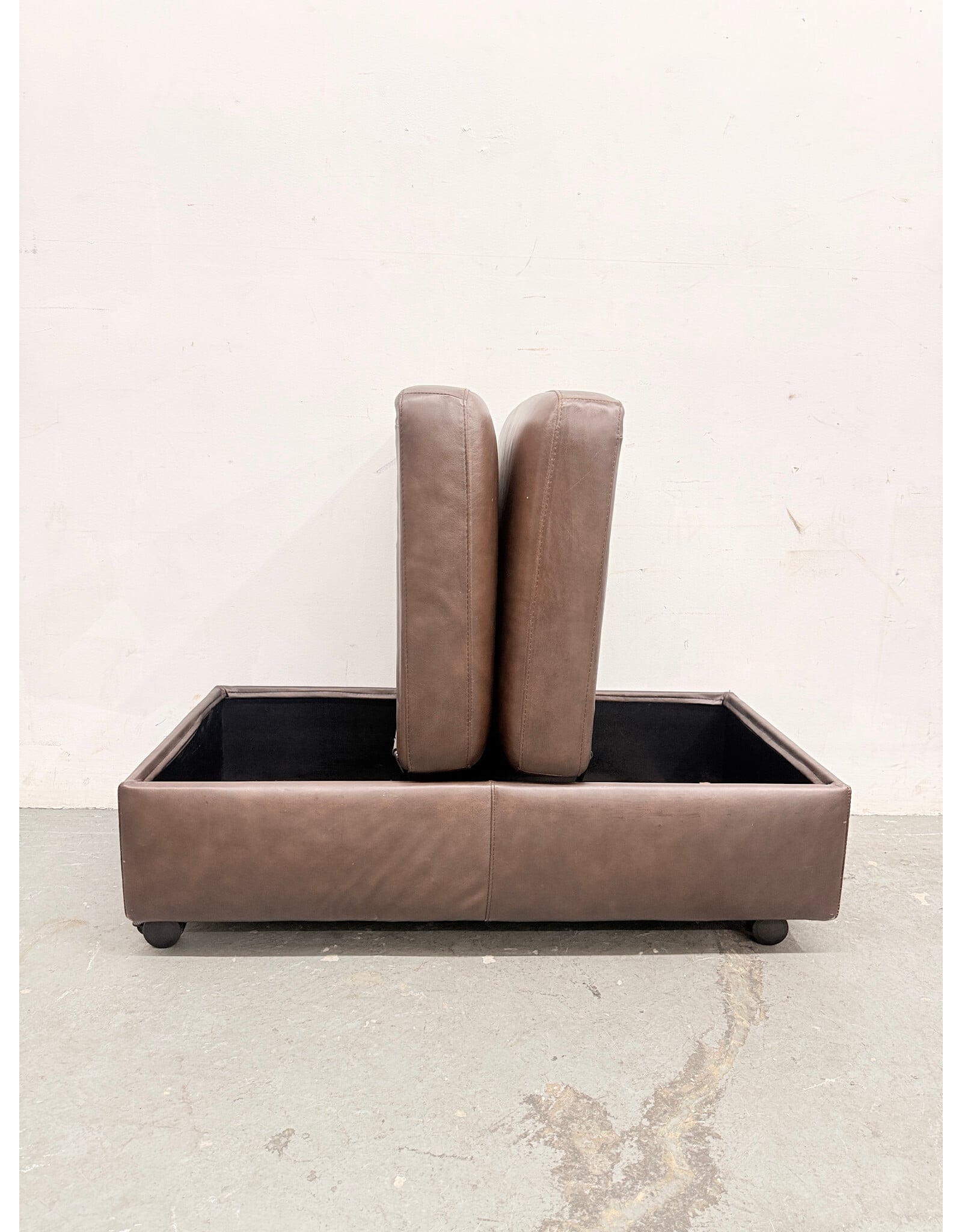 Brown Leather Double Ottoman