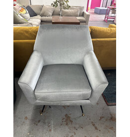 Silver Velvet Modern Accent Chair