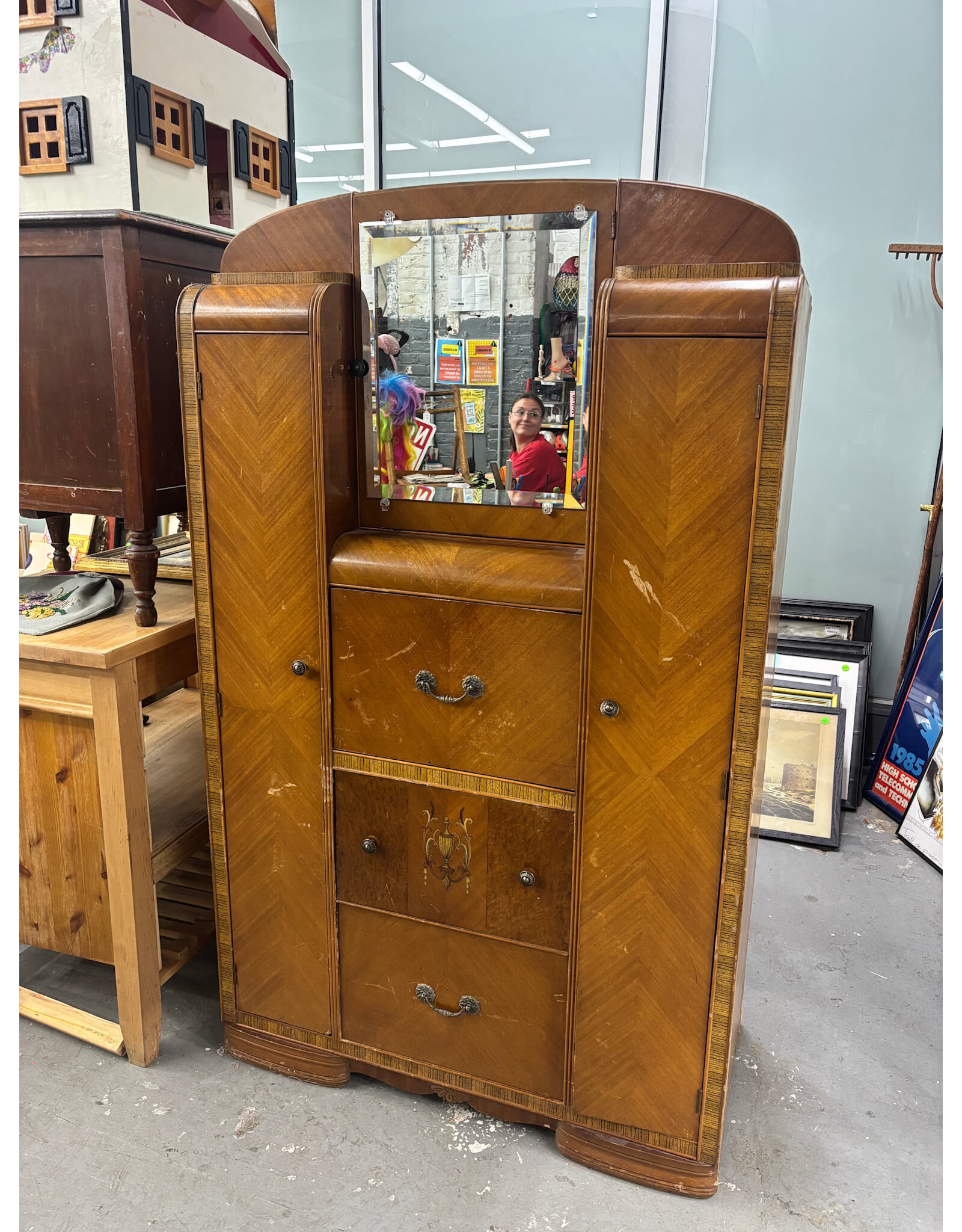 Art Deco Chevron Waterfall Armoire