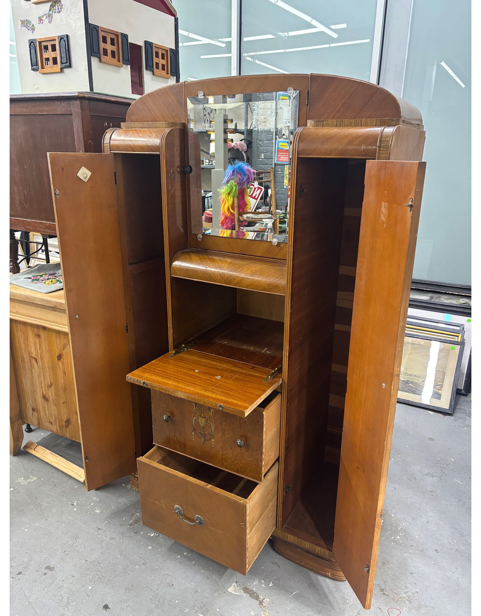 Art Deco Chevron Waterfall Armoire