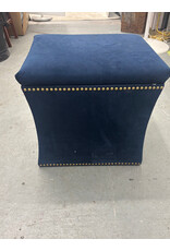 Navy Studded Storage Ottoman