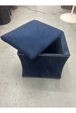 Navy Studded Storage Ottoman
