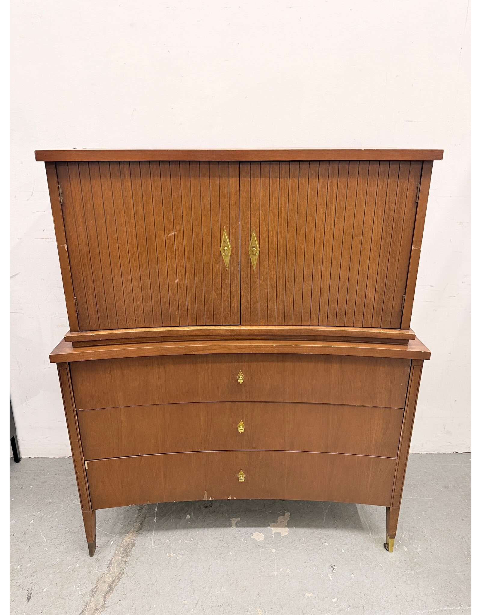 MCM Tallboy Dresser with Fluted Doors