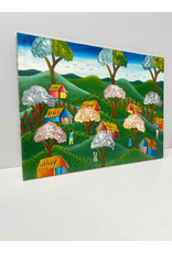 Folk Art Village Painting, sgnd Jesus