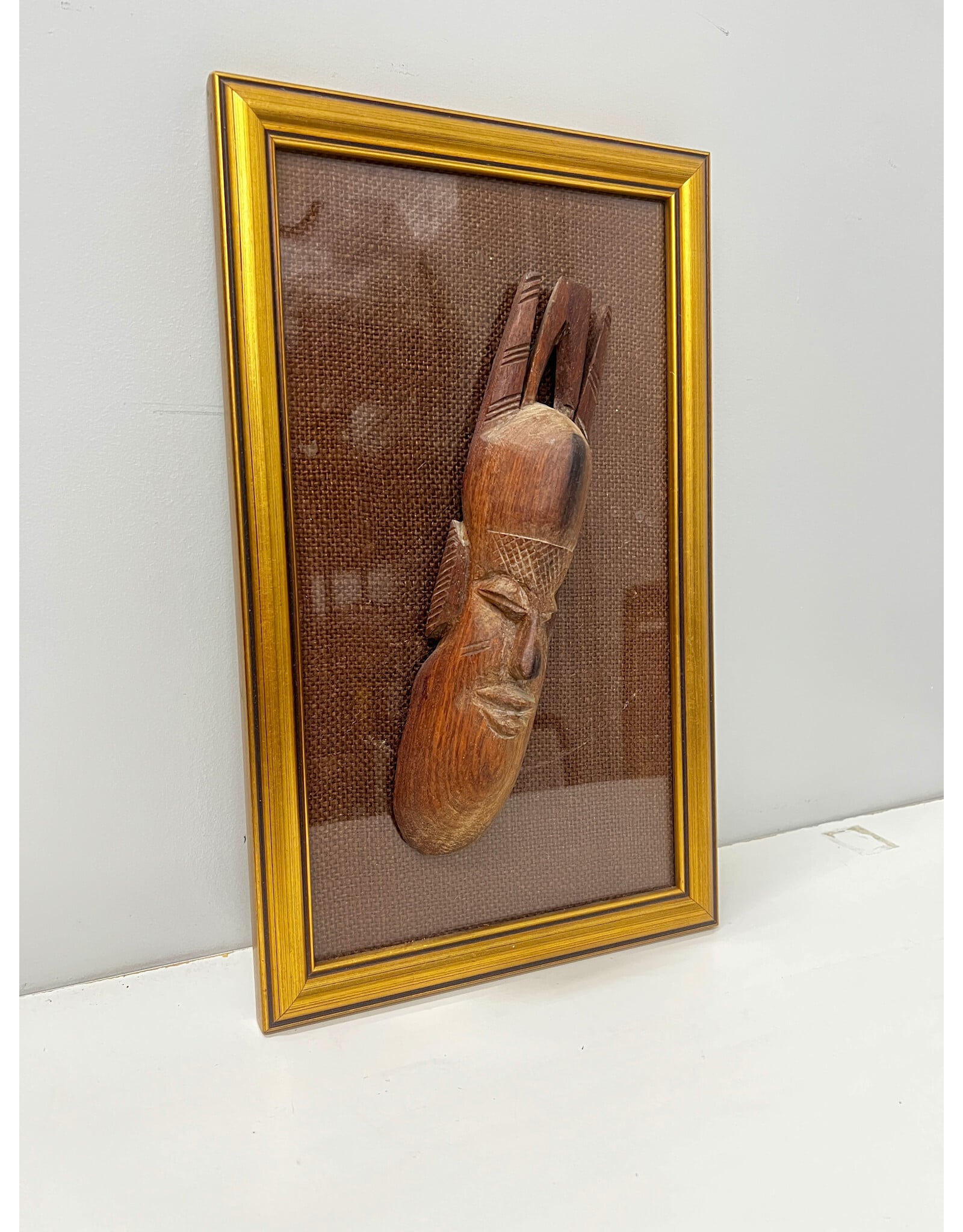 Mask Seven, framed mounted vintage African mask