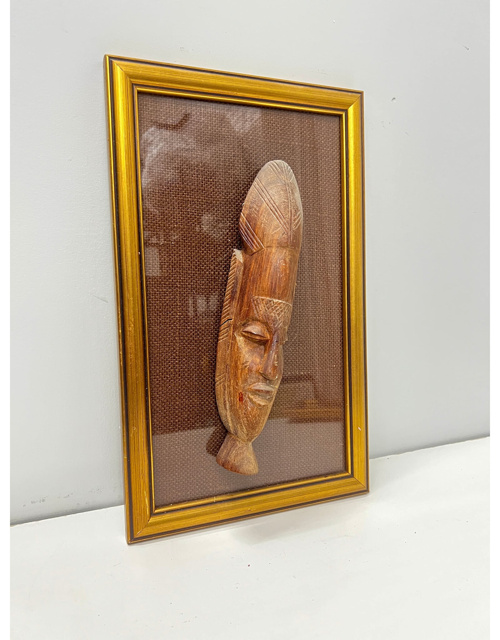 Mask Two, framed mounted vintage African mask