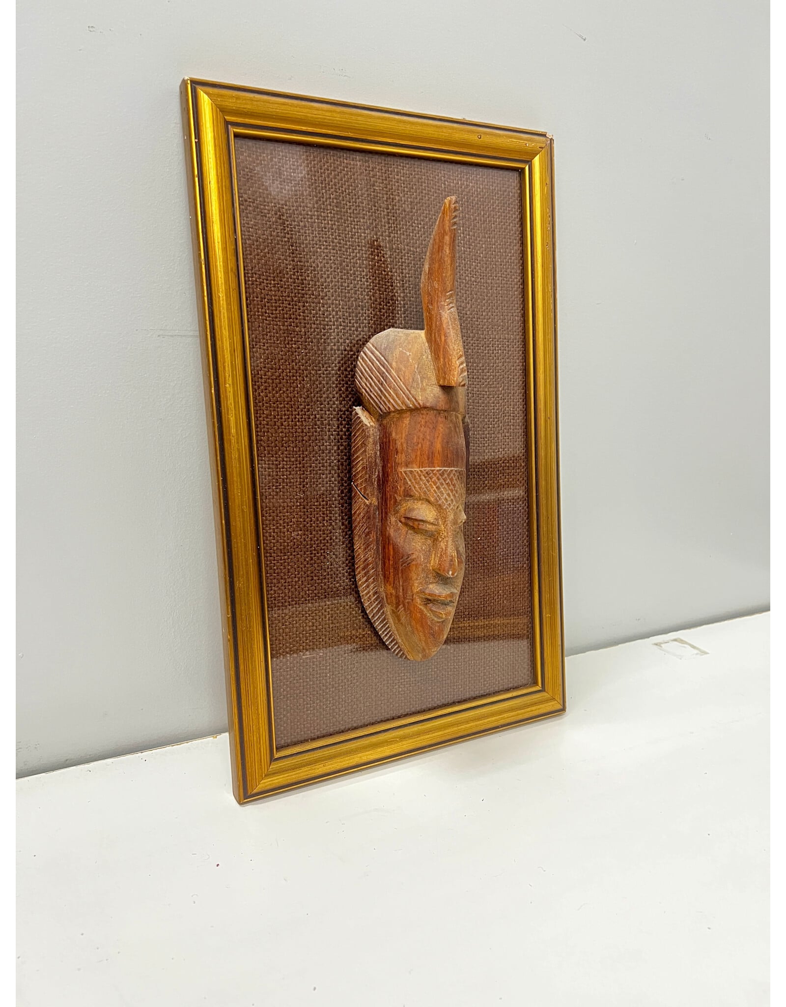 Mask One, framed mounted vintage African mask