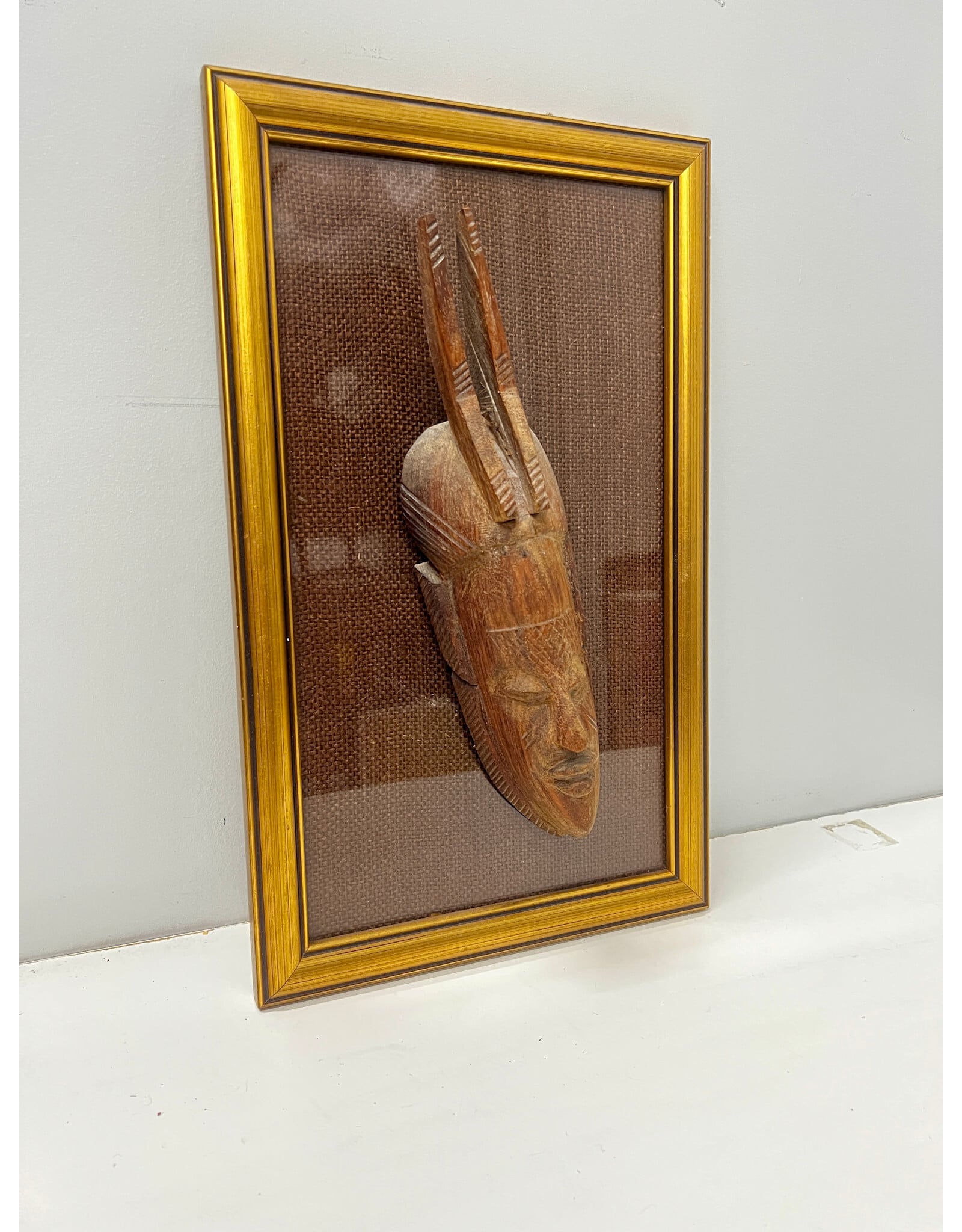 Mask Five, framed mounted vintage African mask